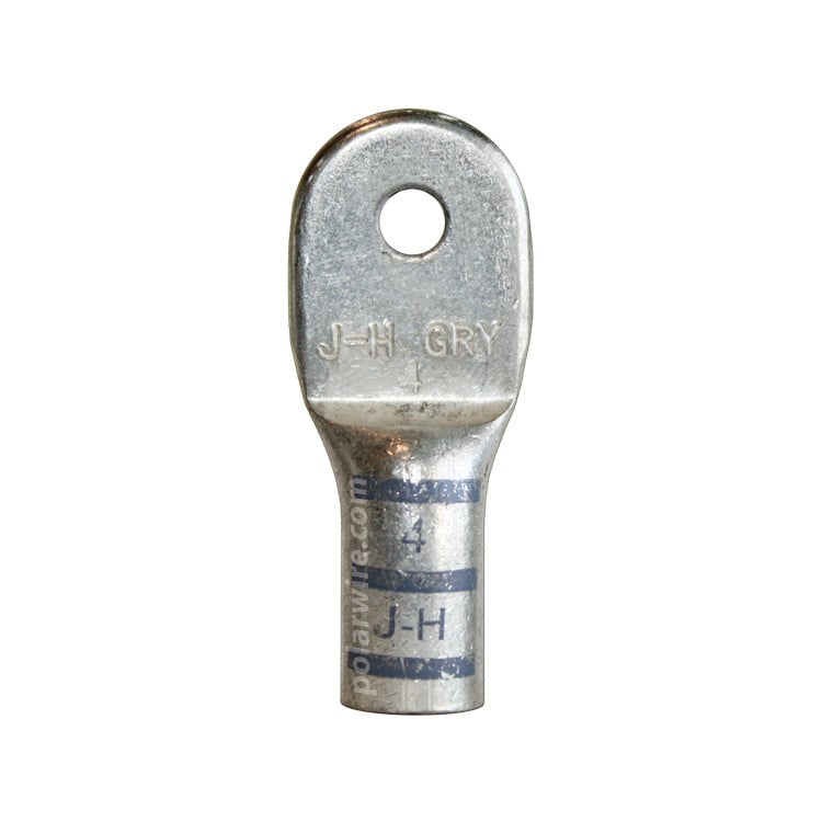 Plated copper power lug heavy duty, 4 AWG, #10 stud
