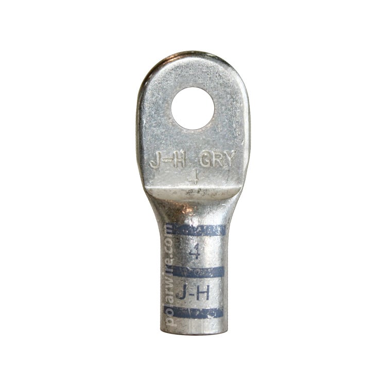 Plated copper power lug heavy duty, 4 AWG, 1/4 inch stud