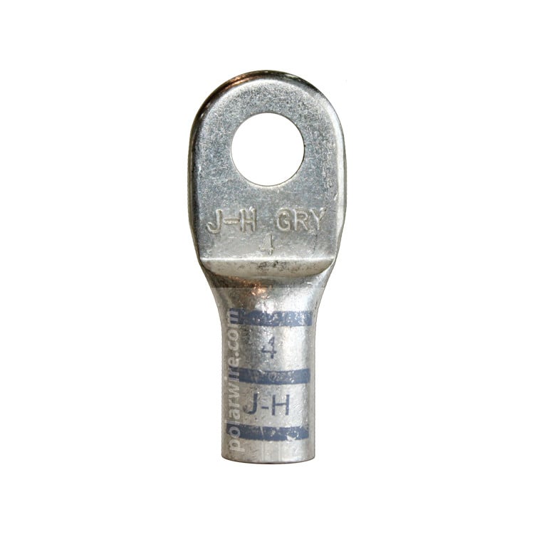 Plated copper power lug heavy duty, 4 AWG, 5/16 inch stud