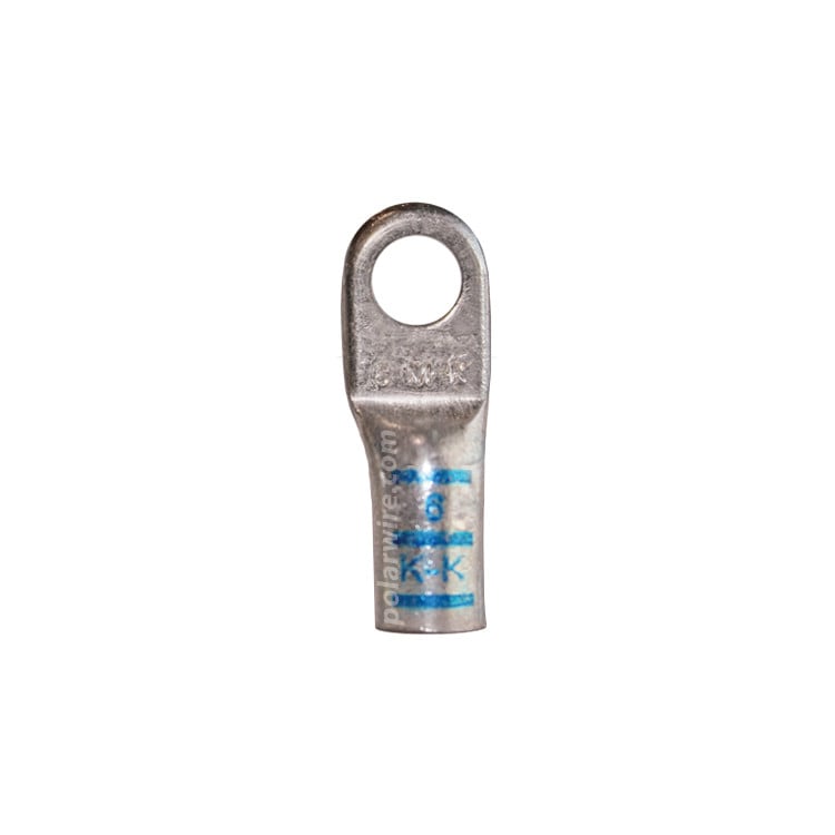 Plated copper power lug heavy duty, 6 AWG, 1/4 inch stud