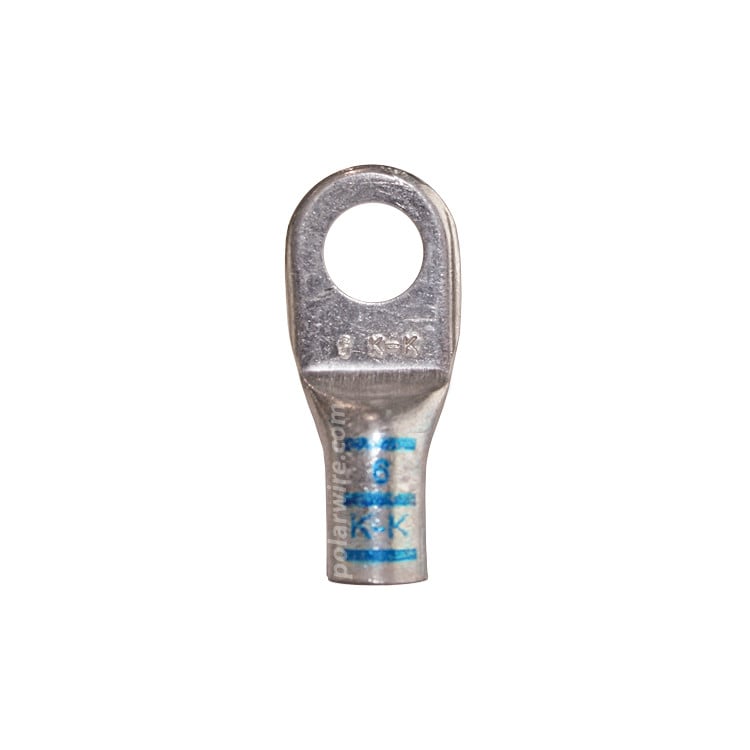 Plated copper power lug heavy duty, 6 AWG, 5/16 inch stud