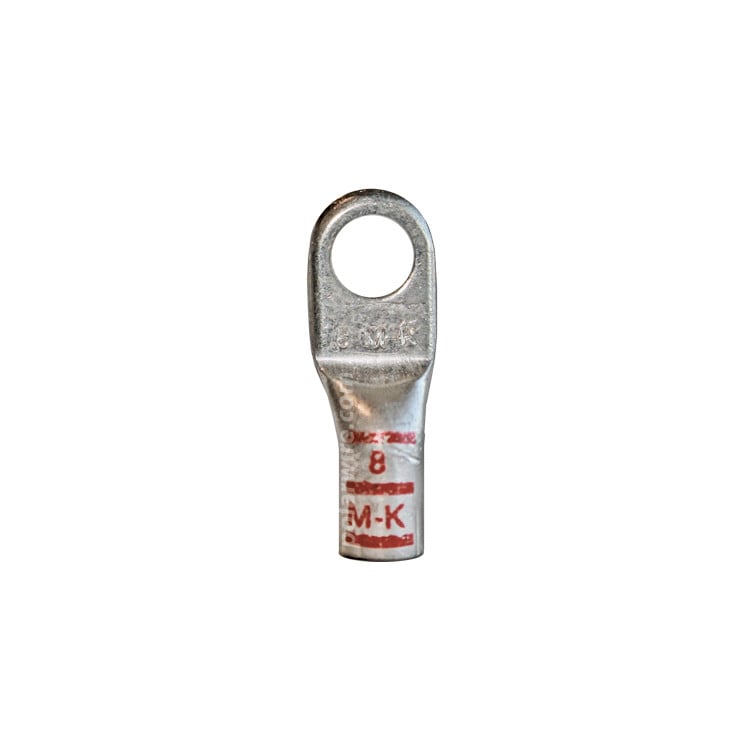 Plated copper power lug heavy duty, 8 AWG, 1/4 inch stud