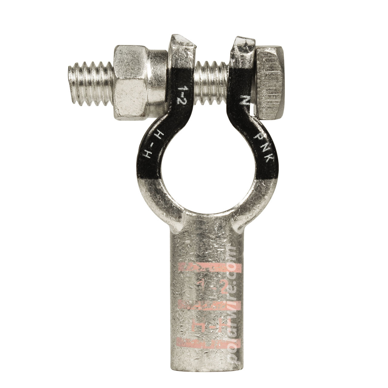 1-2 AWG Eco-Maxå¨ 100% Copper Negative Top Mount Plated Solderless Battery Terminal