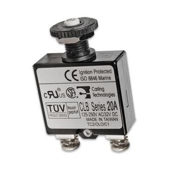 Circuit breaker push button reset-only, 20 amp
