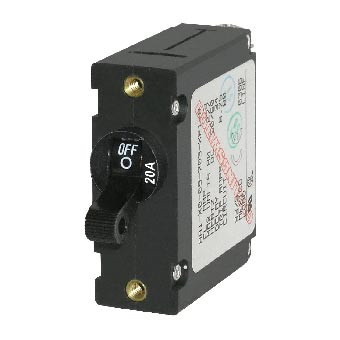 Black circuit breaker, 20 amp