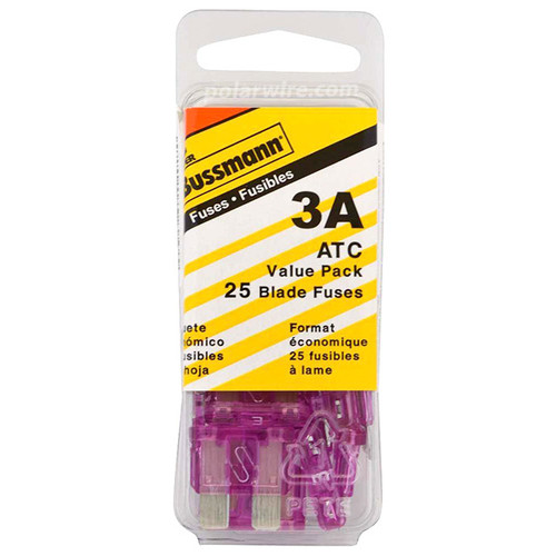 ATC BLADE FUSE 3AMP 25PC  VALUE PACK