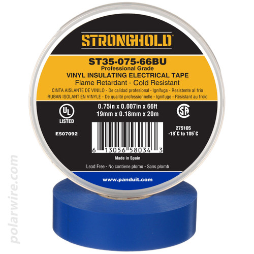 3/4 inch Blue PVC Vinyl Professional Grade Electrical Tape Panduit Stronghold