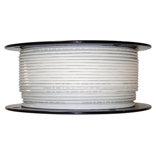 10 AWG white Arctic Ultraflex Blue single conductor wire 100% copper tinned fine strand, 600v, 500 foot spool