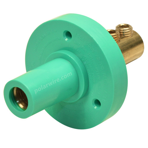 Marinco 150 Amp Female CLM 15 Series Mini Panel Mount Single Pin Cam Lock Connector 8-2 AWG Green Double Set Screw Style