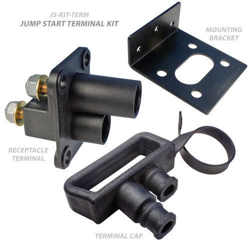 Jumpstart terminal kit includes receptacle, mounting bracket and cap