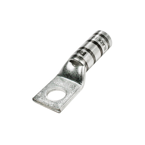 2/0 gauge flex long barrel heavy duty compression lug, 1/2 inch stud, high strength, highly conductive electrolytic tin plated copper