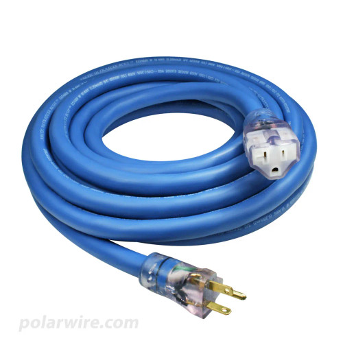 25 foot 10 gauge 20 amp Arctic Ultraflex Blue power extension cord, 100% copper, heavy duty, ultra flexible even in extreme cold, easy to roll and handle