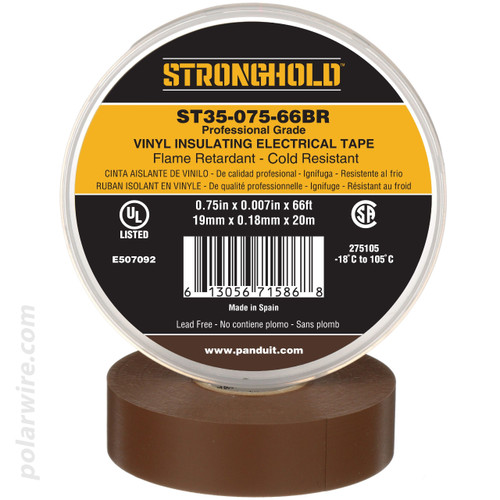 3/4 inch Brown PVC Vinyl Professional Grade Electrical Tape Panduit Stronghold