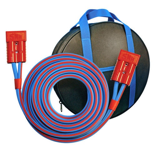 4 GA 25' JUMPER CONNECTOR CABLE, PLUG TO PLUG, PREMIUM GRADE
Image of the harness to harness cable in front of the included bag