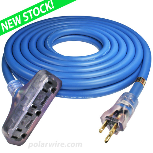 アースライト p706p5g 25' 12 Ga Triple Outlet Extension Cord Arctic Ultraflex