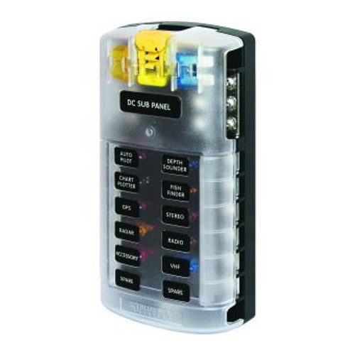 FUSE BLOCK 12 CUR BLADE 12 CIRCUIT W/GROUND (Blue Sea Systems)