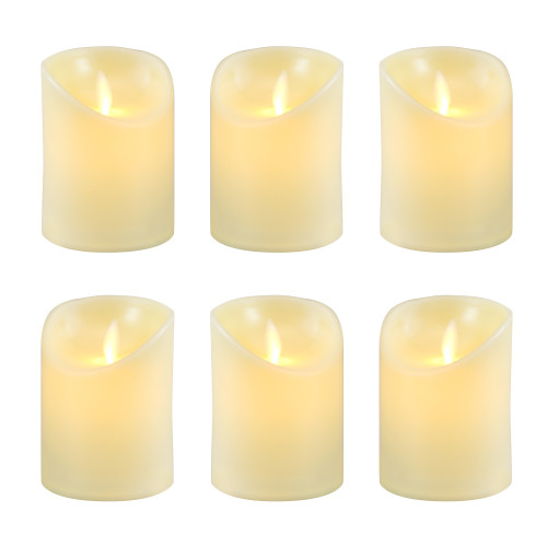 Battery Operated LED Votive Candles with Moving Flame - Set of 6