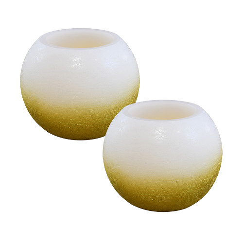 Battery Operated LED Wax Candles, Gold - Set of 2