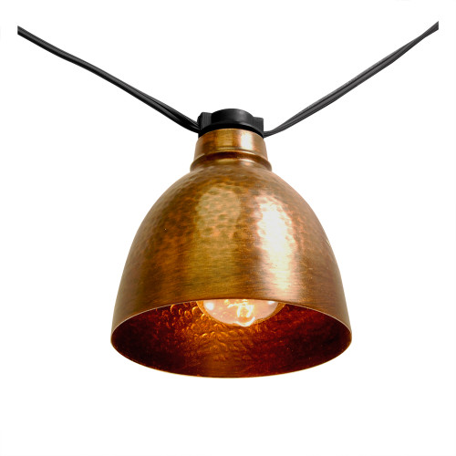 Electric Caf String Lights with 10 Bronze Metal Domes