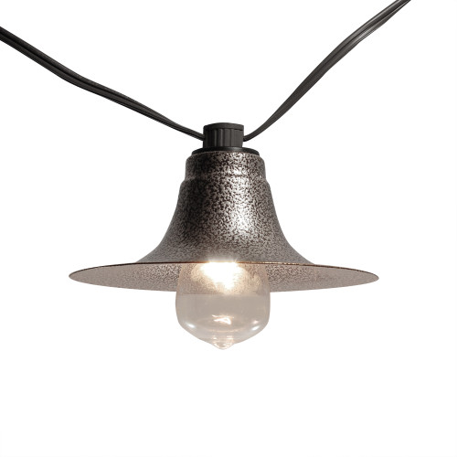 Electric Caf String Lights with 10 Gun Metal Shades Electric Caf String Lights with 10 Gun Metal Shades