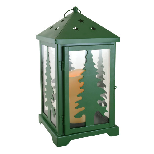 Metal Lantern with Battery Operated LED Candle - Pine Tree