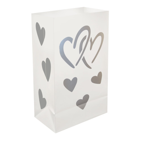 Plastic Luminaria Bags, Hearts - Set of 12