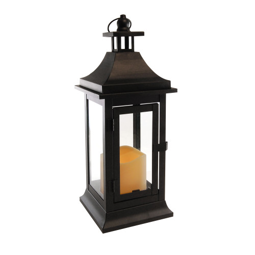 Metal Lantern with Battery Operated Candle - 19" Black