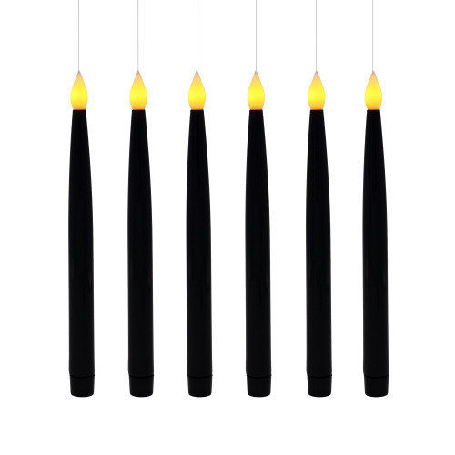 Battery-Operated Hanging Black Taper Candles - Set of 6