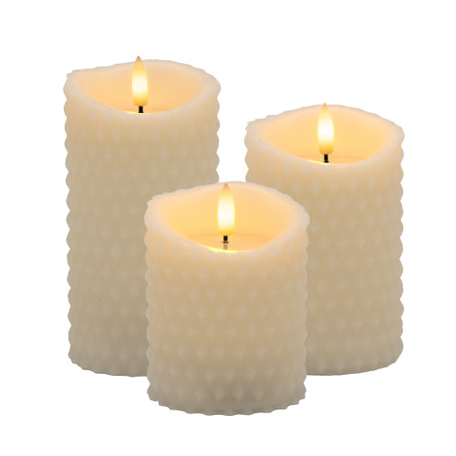 Battery-Operated Textured Candles - Set of 3