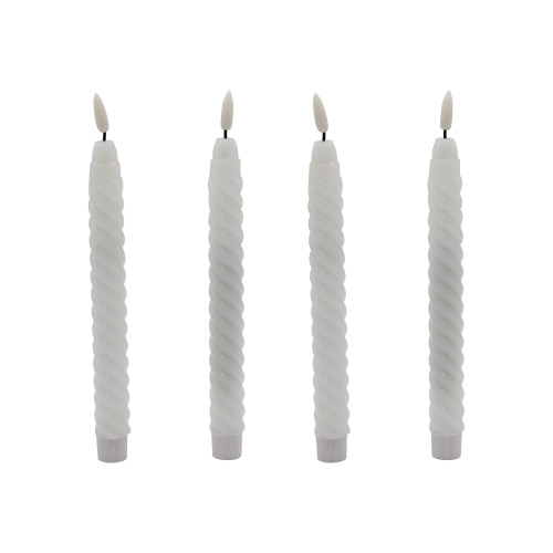 Battery-Operated Twisted Wax Candles with 3D Wick Flame - Set of 4