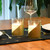 Battery Operated LED Glass Candles with Moving Flame, Gold Accent - Set of 2