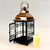 Metal Lantern with Moving Flame LED Candle - Black with Copper Roof