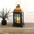 Metal Lantern with Moving Flame LED Candle - Black with Copper Roof