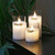 Battery Operated LED Glass Candles with Moving Flame, Live Laugh Love - Set of 3