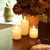 Battery Operated Glass Hurricane LED Candles with Moving Flame - Set of 3