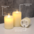 Battery Operated Glass Hurricane LED Candles with Moving Flame - Set of 3