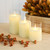 Battery Operated Glass Hurricane LED Candles with Moving Flame - Set of 3