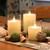 Battery Operated Glass Hurricane LED Candles with Moving Flame - Set of 3