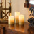 Battery Operated LED Wax Candles, Rose Gold - Set of 3