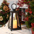 Metal Lantern with Battery Operated Candle - Black Tapered