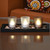 Wooden Pebble Tray with 3 Glass Candleholders