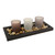 Wooden Pebble Tray with 3 Glass Candleholders