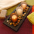 Wooden Pebble Tray with 3 Glass Candleholders