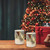 Battery Operated Glass LED Candles, Green Pines - Set of 2