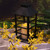 Solar Powered Lantern with LED Candle - Horizontal Black