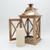 Wooden Lantern with Battery Operated Candle - Natural with Copper Roof