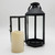 Metal Lantern with Battery Operated Candle - Black Hexagon