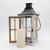 Wooden Lantern with Battery Operated Candle - White Washed with Black Roof