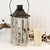 Wooden Lantern with Battery Operated Candle - White Washed with Black Roof