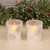 Battery Operated Glass LED Candles, Snowflake - Set of 2